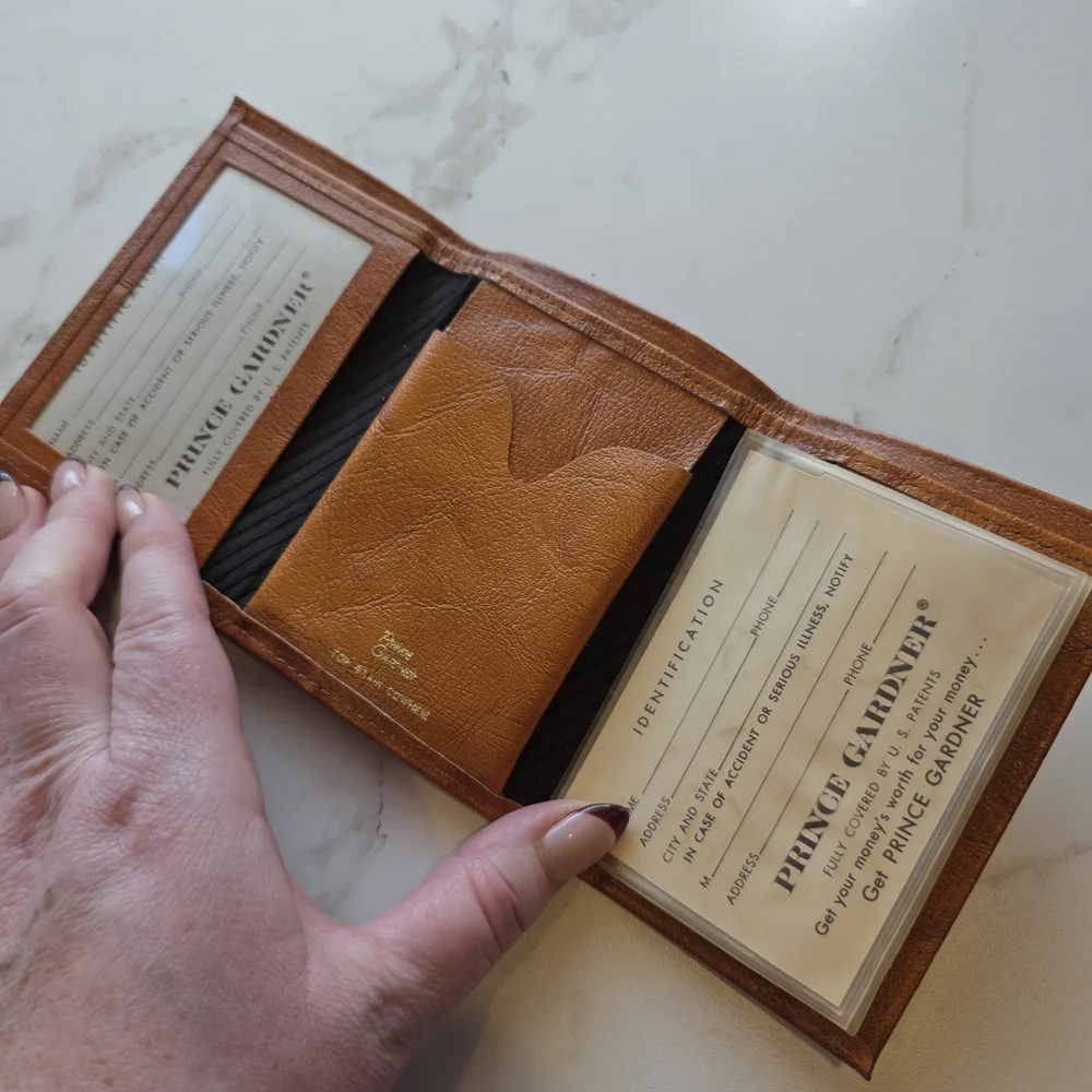 Vintage Prince Gardner Brown Leather Folding Card Wallet
